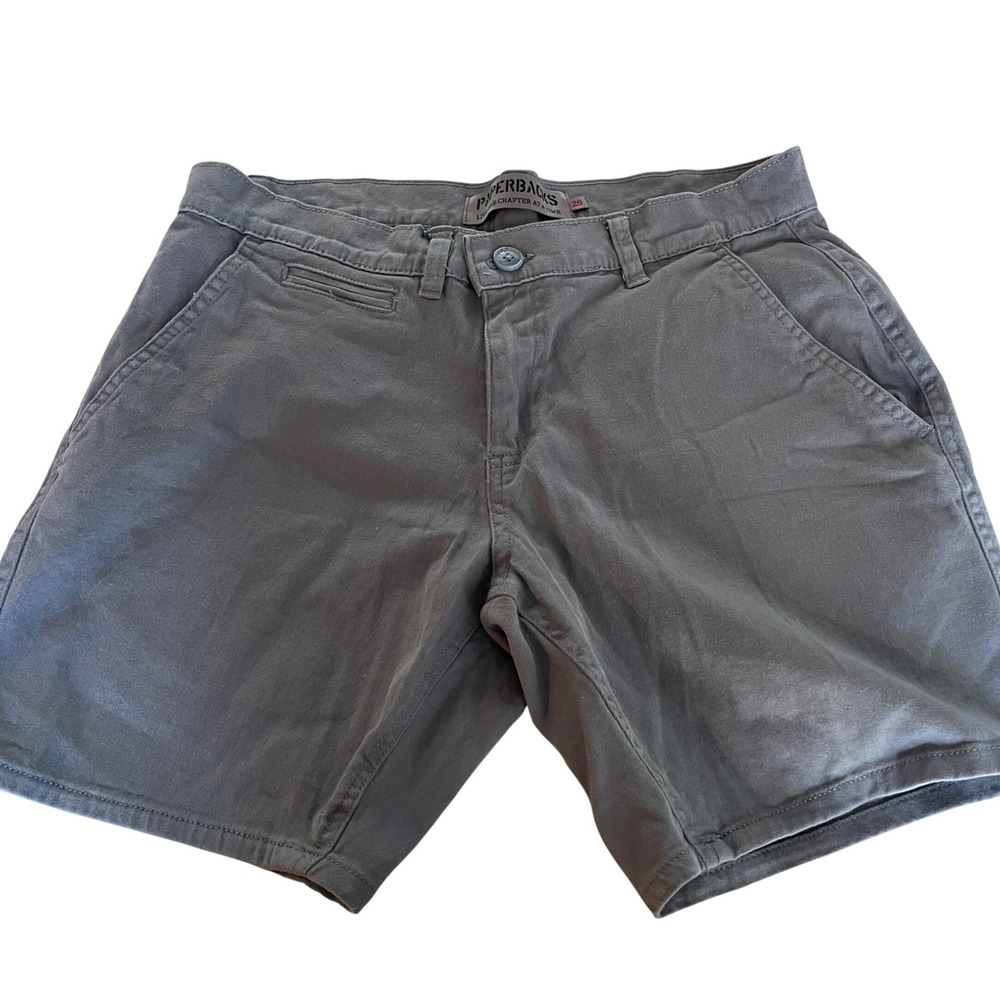 Paperbacks Chino Shorts Mens 29 Grey Casual Summer Stretch Cotton Flat Front 8in